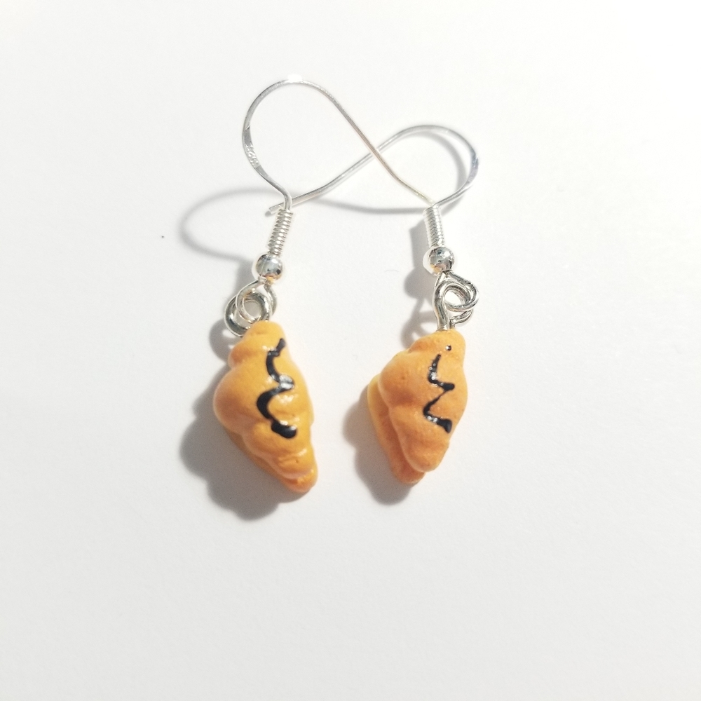 Mini Chocolate Drizzled Croissant Earrings